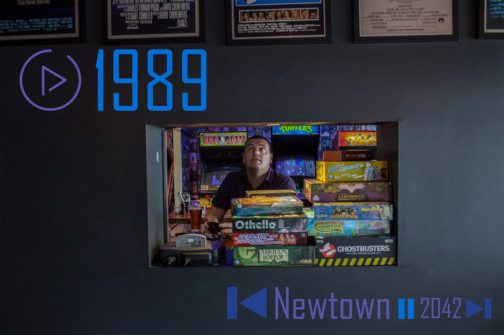 The menu includes Nintendo 64, as enjoyed here by this patron of 1989.