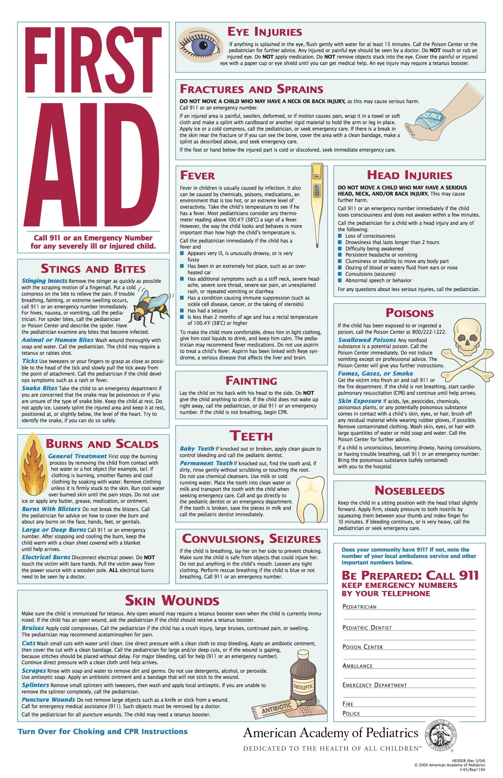 AAP First Aid Guide Print And Post In Your Home PACIFIC OCEAN 