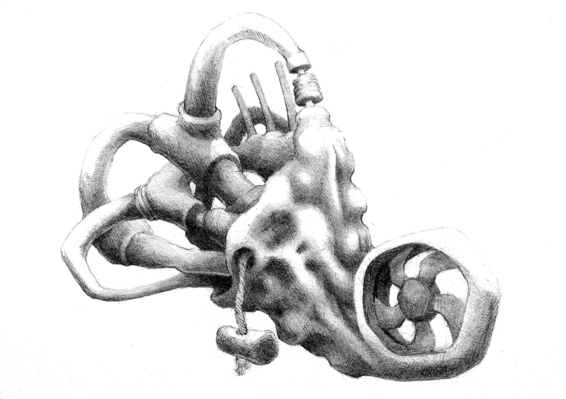 Aural venting unit. 7x5”.  Graphite on museum board. 2004..jpg