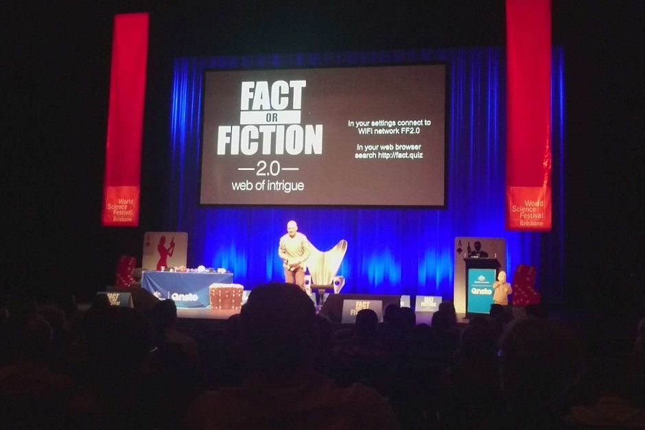 PHOTO: Audience members at Fact or Fiction 2.0 were invited to interact with the panel via their smart phones.(Elisabeth Moss)