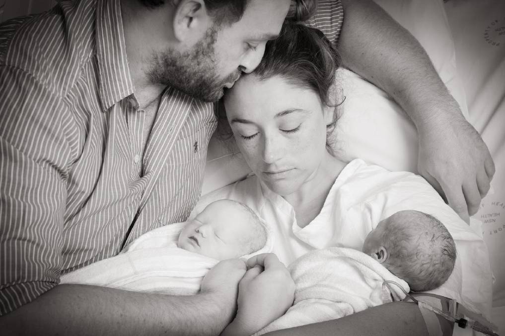 Precious moment: Jonathon and Jacqueline Hoy cherished holding their twin boys William and Henry who were born still on February 13. Photo: Lindsay Moller through Heartfelt. Heartfelt is a volunteer organisation of professional photographers dedicated to giving the gift of photographic memories to families that have experienced stillbirths, premature births or have children with serious and terminal illnesses.