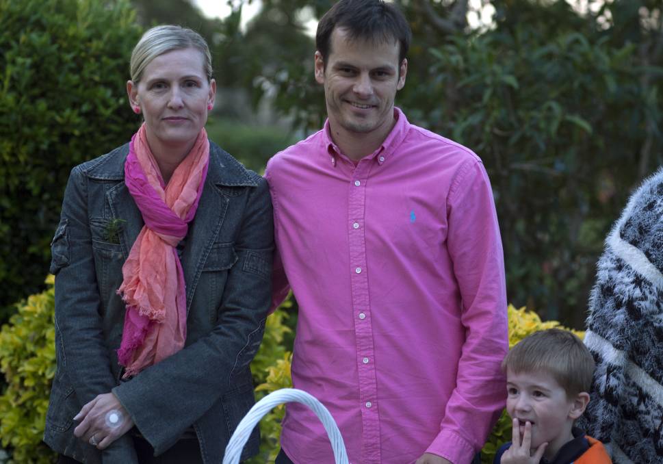 The importance of remembering: Lucas Mara, wife Gillian and son, Samuel, 9, at last year's service at Woronora Memorial Park.
