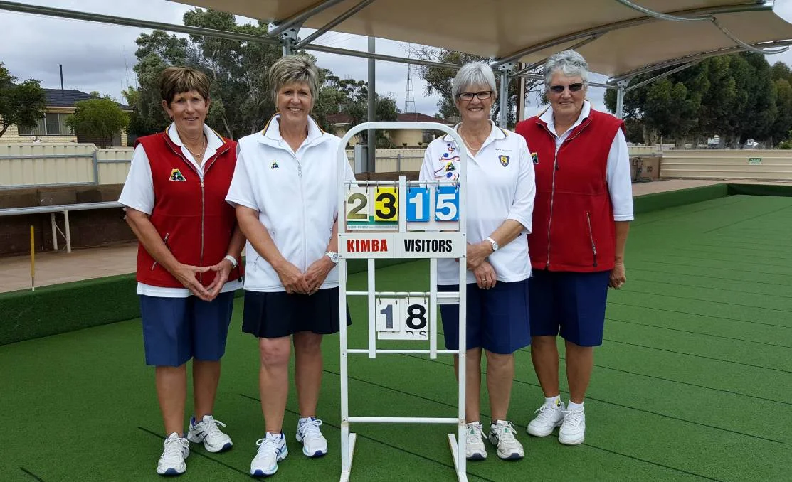 FINALISTS: Women's pairs finalists Helen Harris, Deb Larwood, Kay Hannan and Marj Yates.