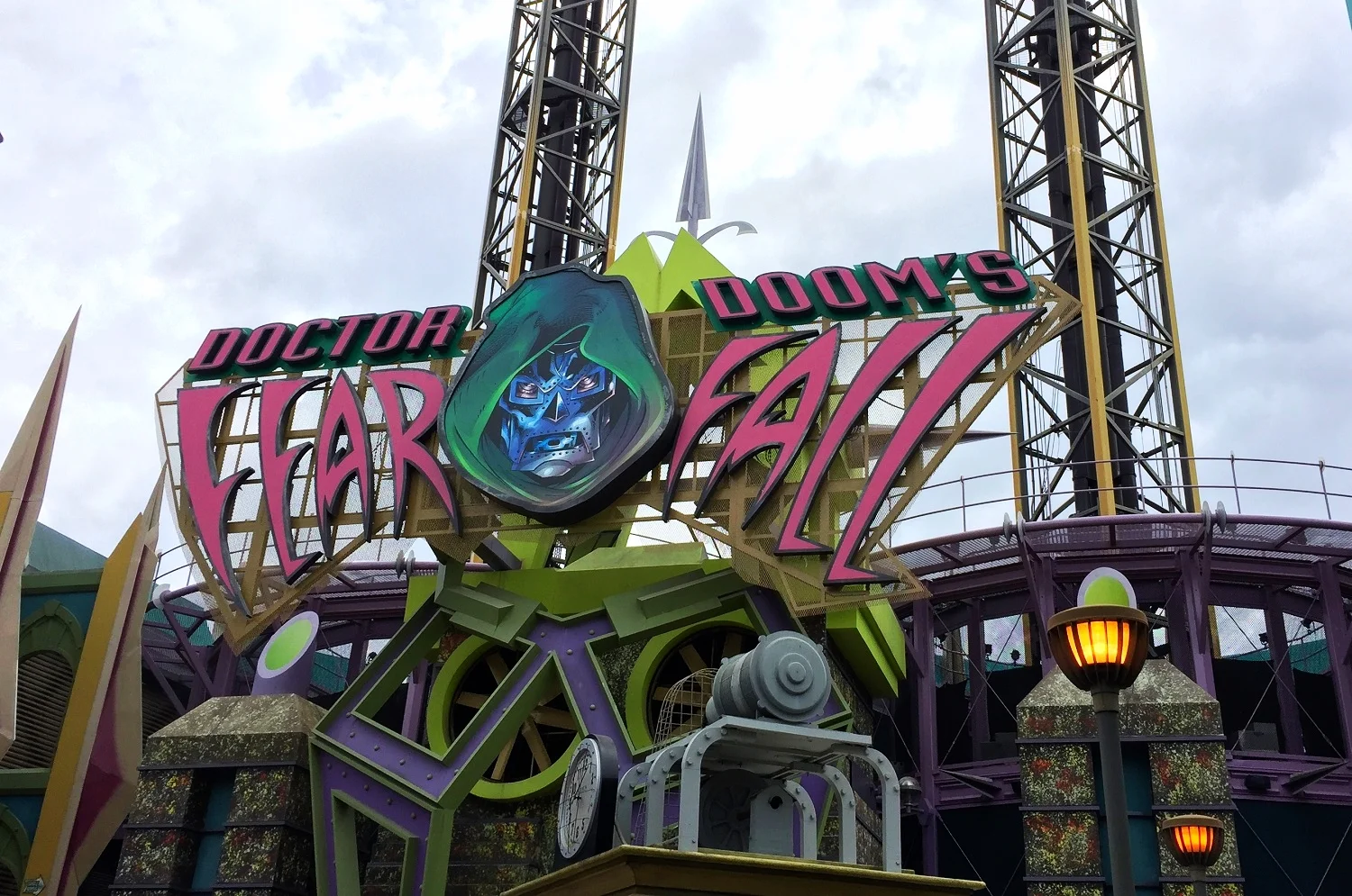 The entrance of Doctor Doom's Fearfall in Islands of Adventure.