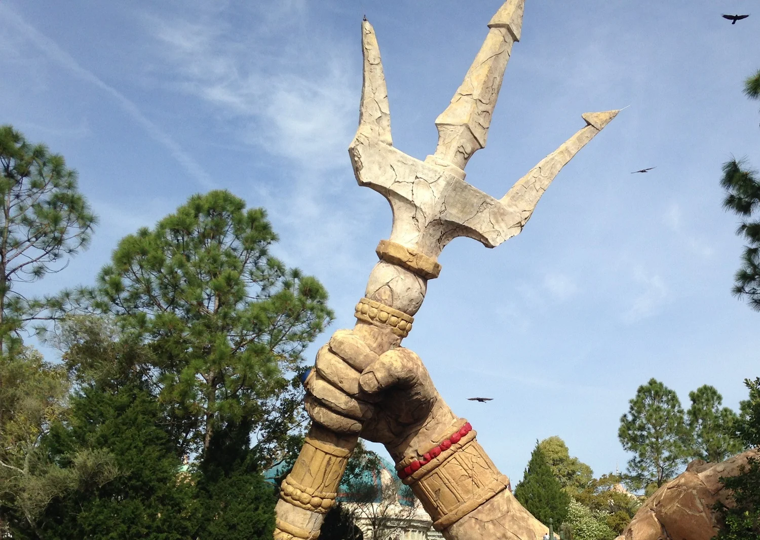Poseidon's trident can be seen outside of the Poseidon's Fury attraction. 