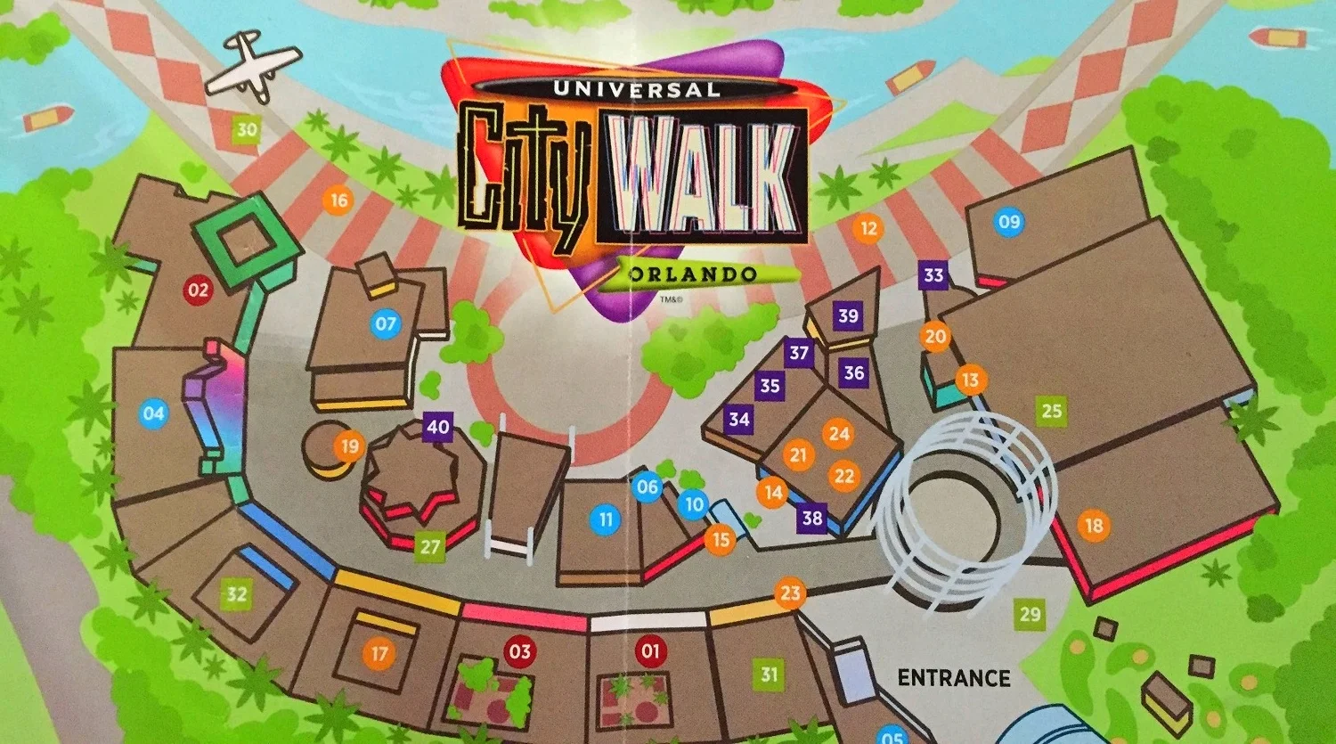 Locate number 07 on this Universal CityWalk map to find Emeril's Restaurant Orlando.
