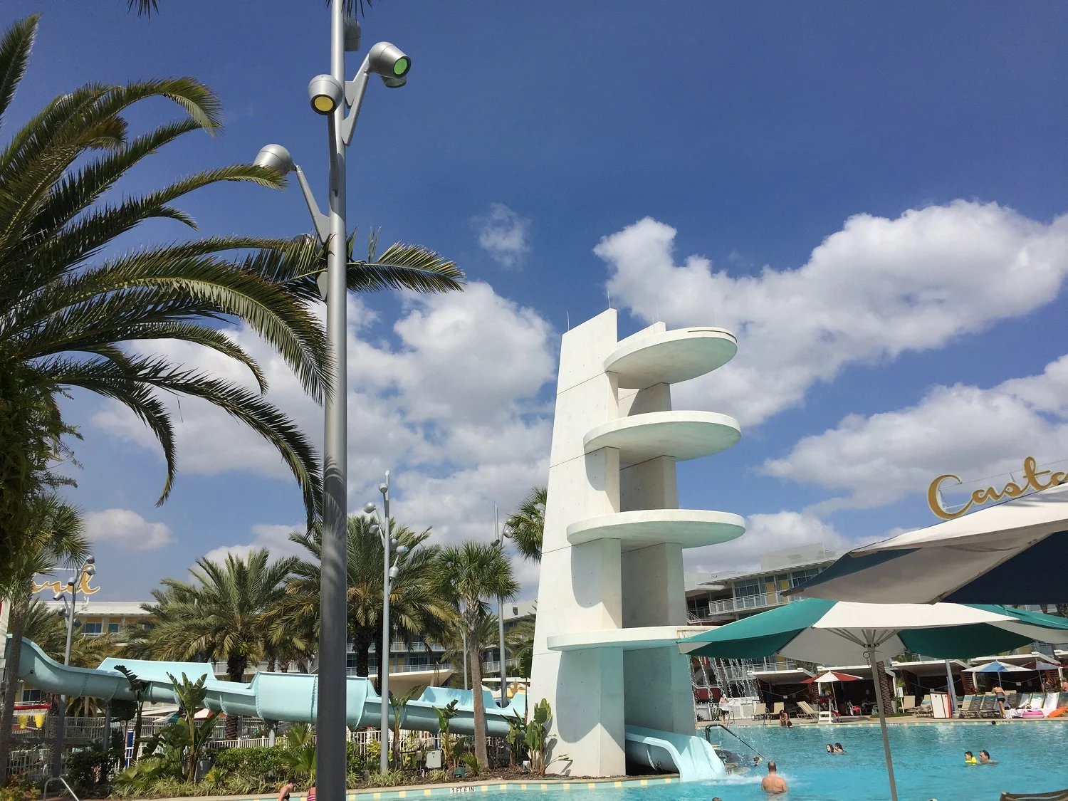 Diving platform in the Cabana Bay Courtyard pool.