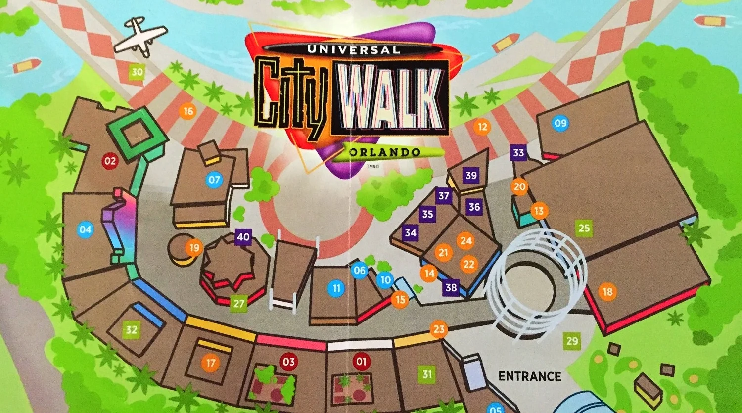 Look for the number 05 to locate Bubba Gump Shrimp Co. on this map.