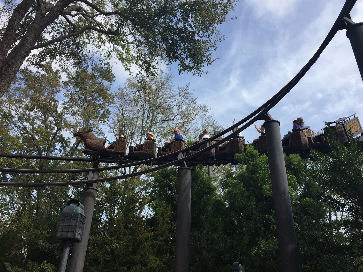 Flight of the Hippogriff Ride Vehicle Gliding on the Tracks
