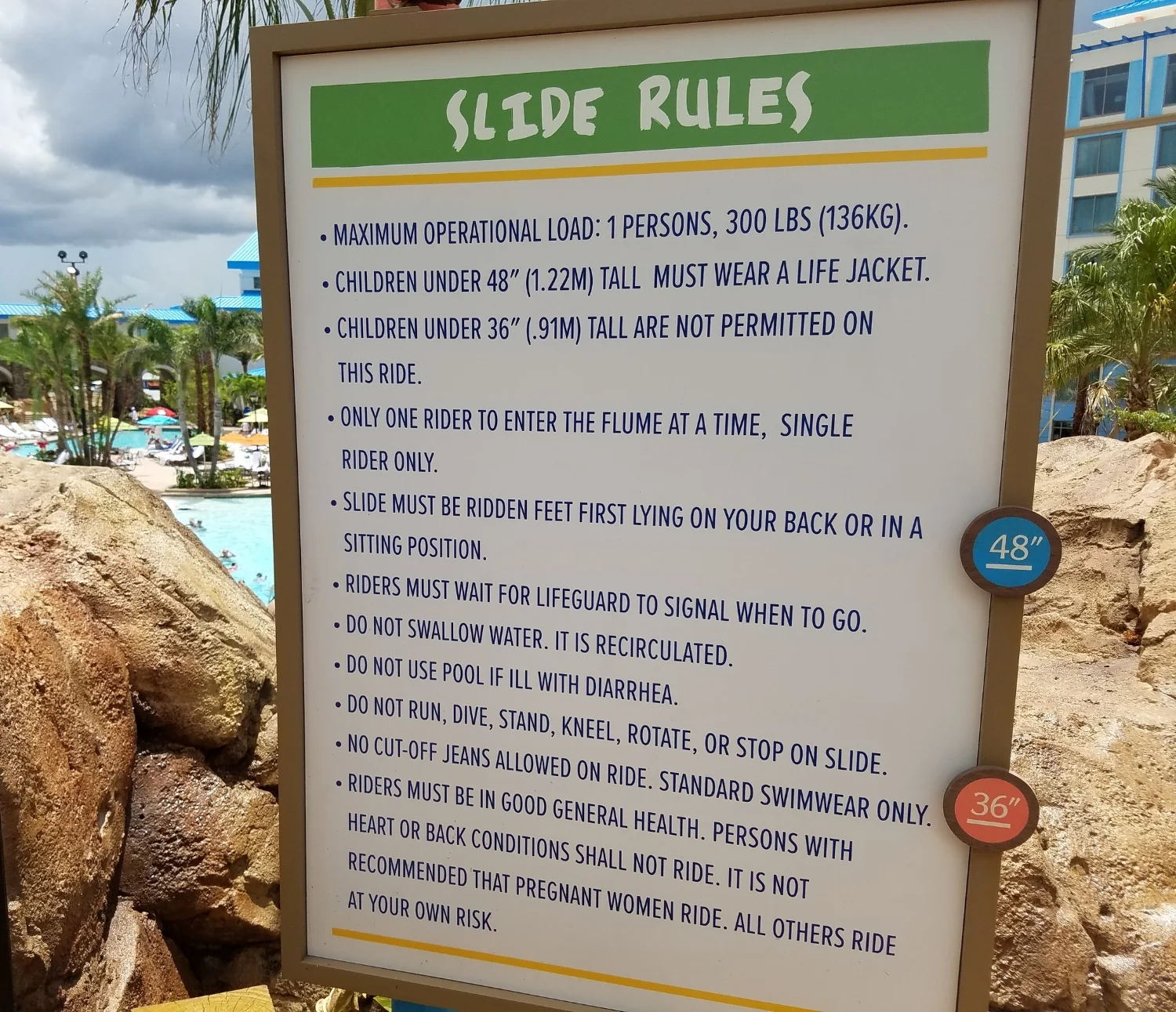 Water Slide Rules at Loews Sapphire Falls Resort