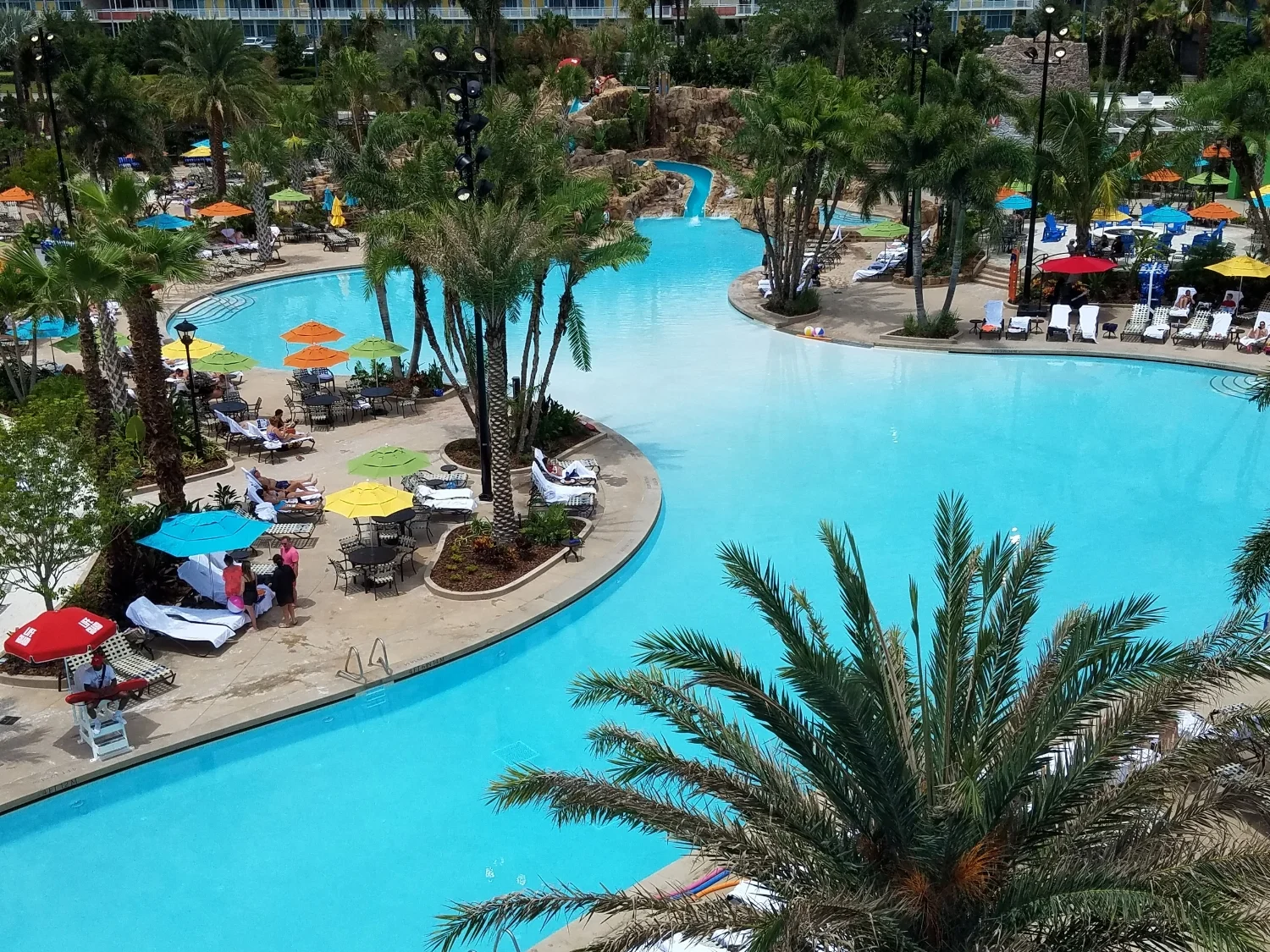 Looking down at the Loews Sapphire Falls Resort Pool