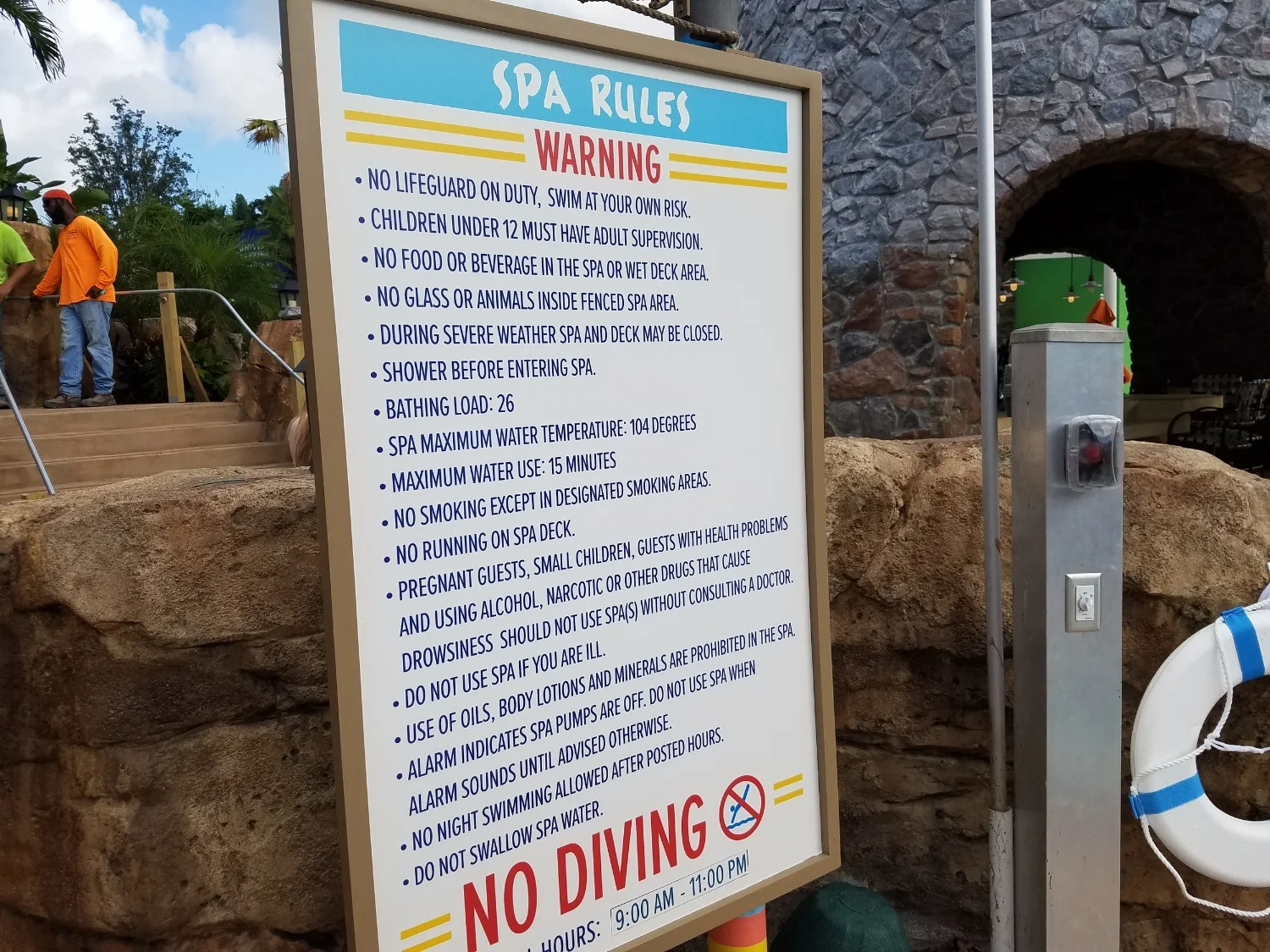 Hot Tub Rules at Loews Sapphire Falls Resort