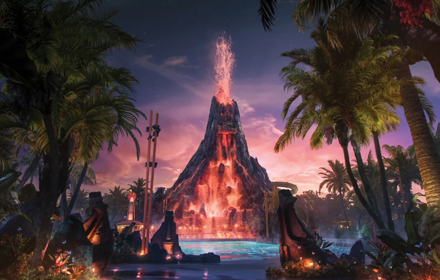 V olcano Bay at night. Image credit: Universal Orlando Resort. 