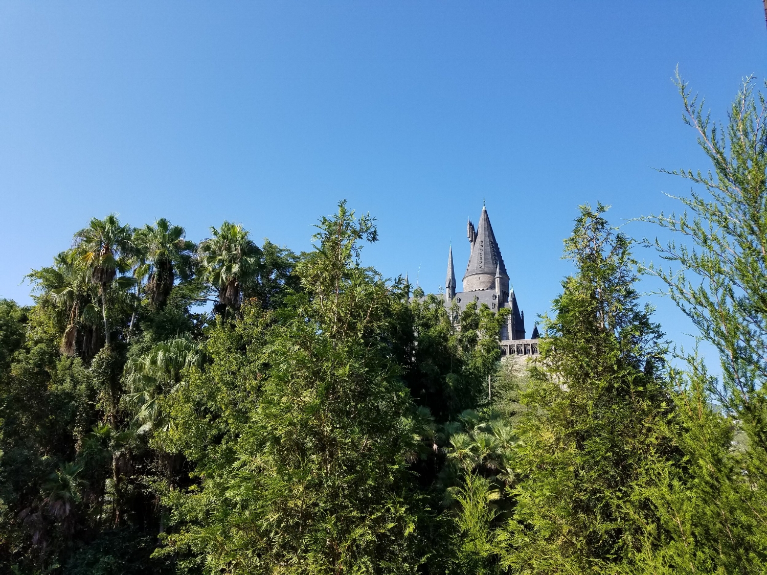 View of Hogwarts Castle from the Three Broomsticks Outdoor Seating Area