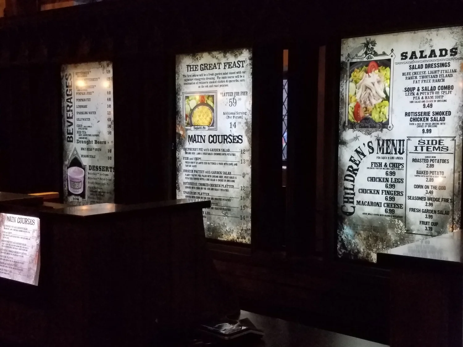 You'll order your food at Three Broomsticks at a counter like this one.