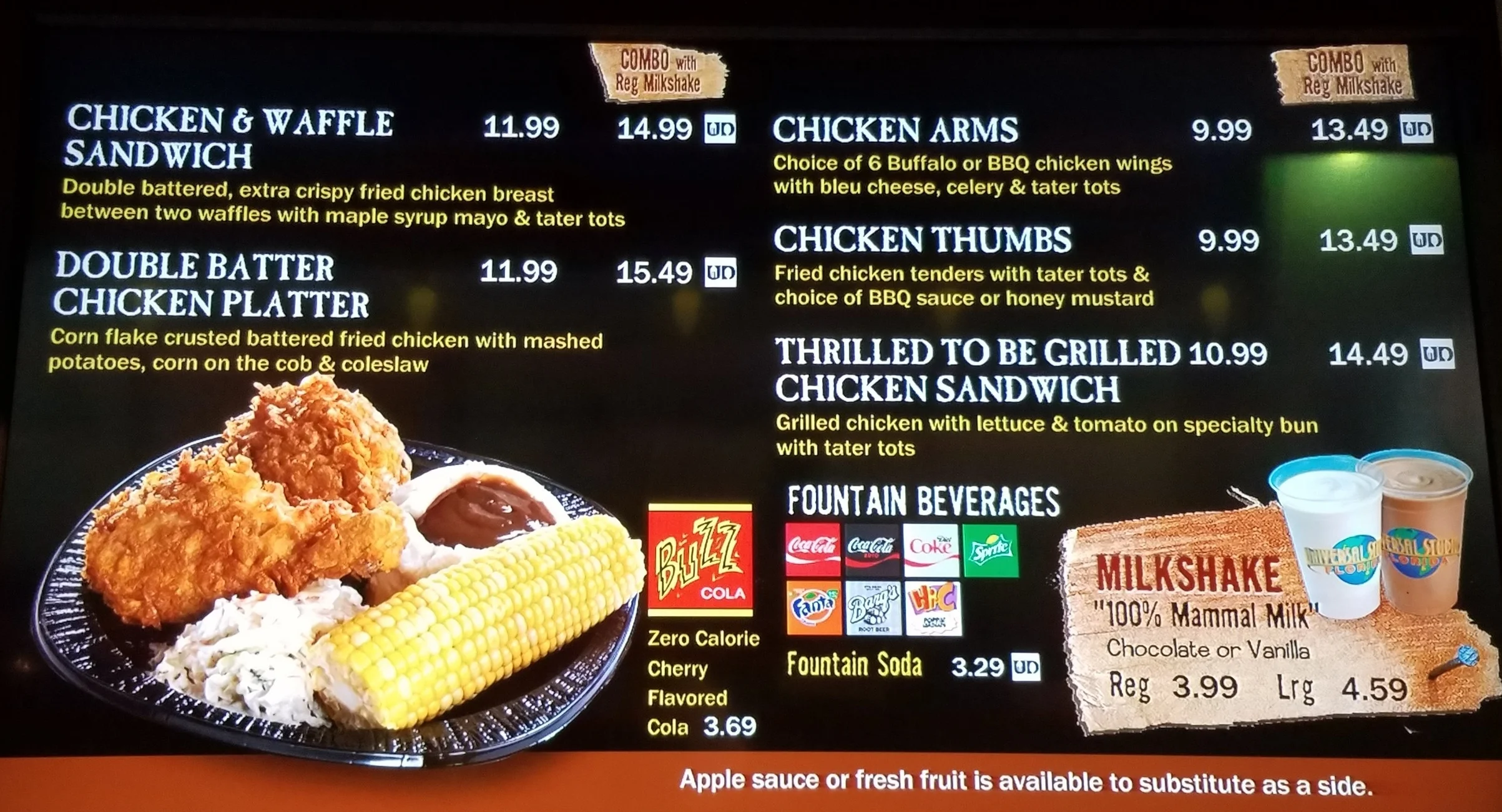 Cletus' Chicken Shack menu with prices.
