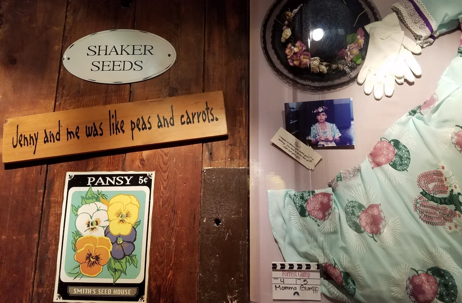 Example of some of the props and references to the Forrest Gump movie in Bubba Gump Shrimp Co.