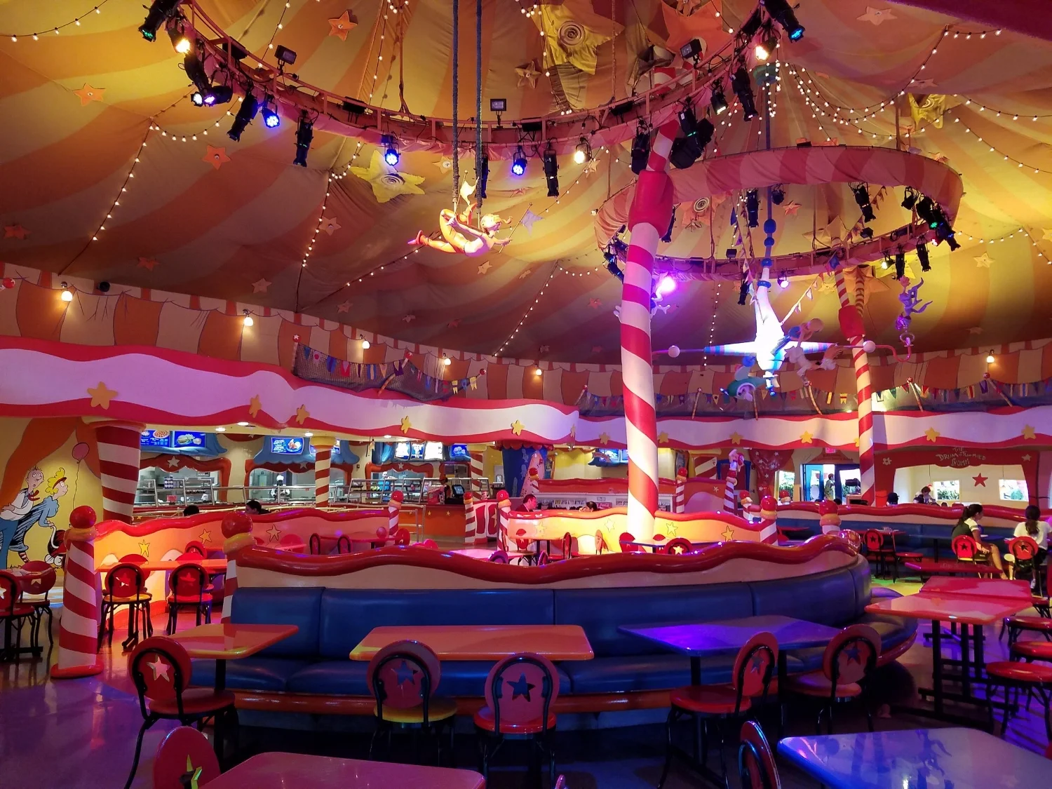 The dining area inside The Circus McGurkus Café Stoo-Pendous