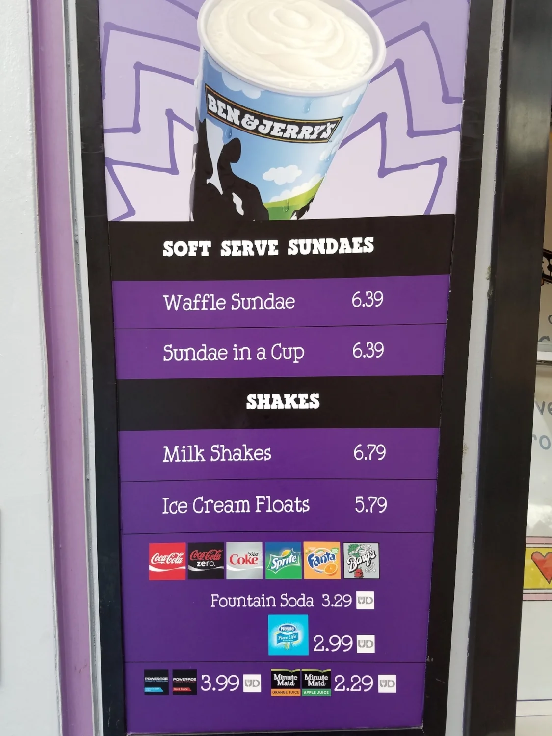 Cathy's Ice Cream Menu 1