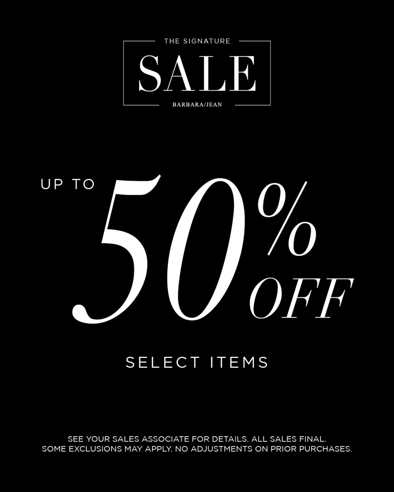 The Signature Sale is here 🖤 Shop select items up to 50% off!