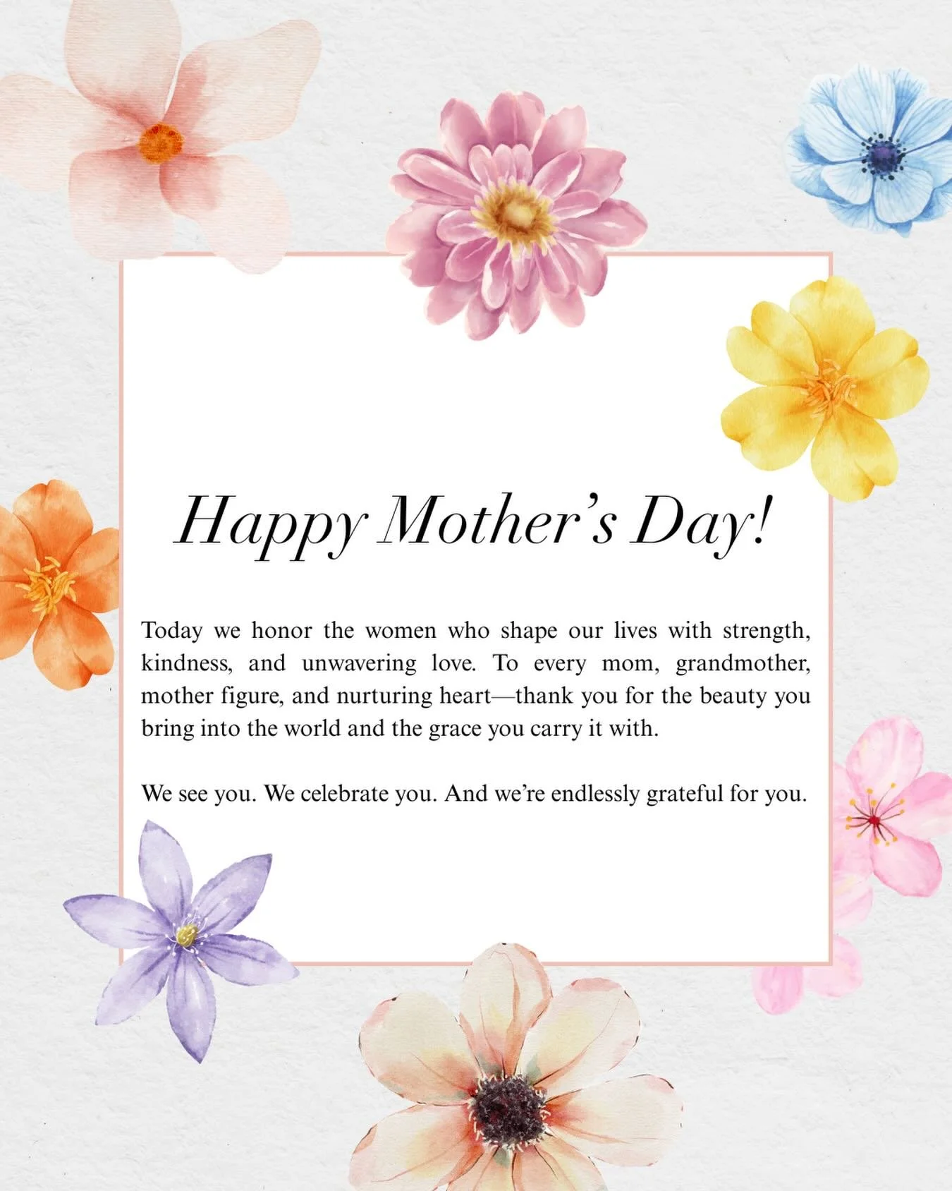 Happy Mother&rsquo;s Day to all the beautiful moms, bonus moms, grandmas, and mother figures! Thank you for all the love, strength, and magic you bring into the world everyday! 💐💛