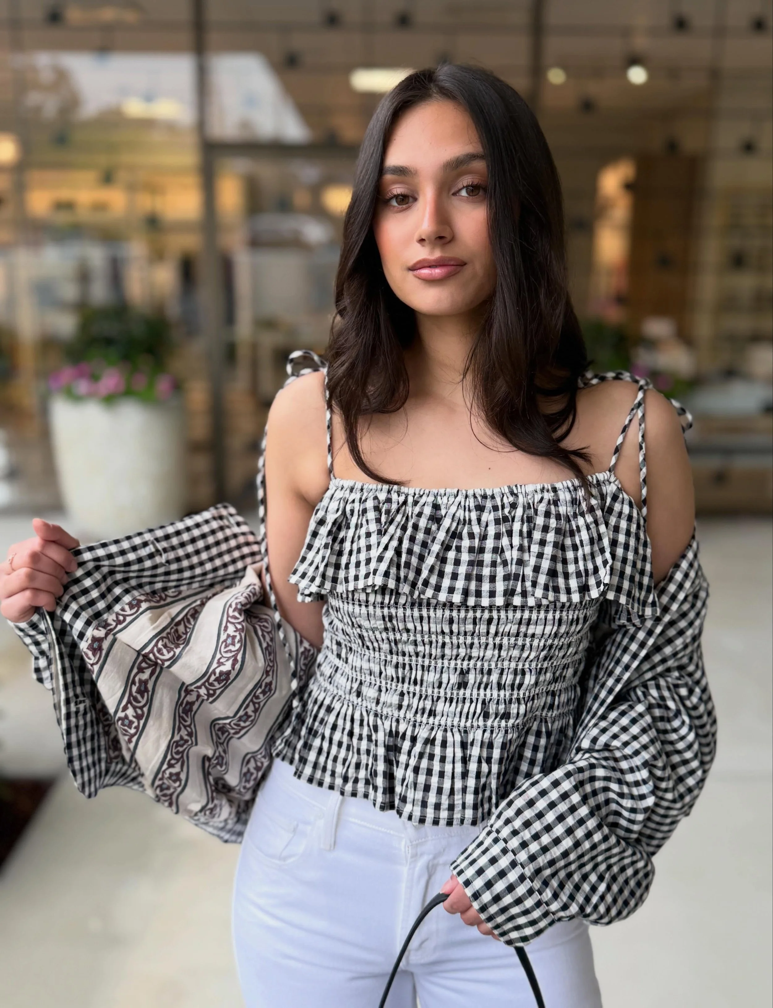 Black &amp; white gingham with a little bohemia charm 🖤✨