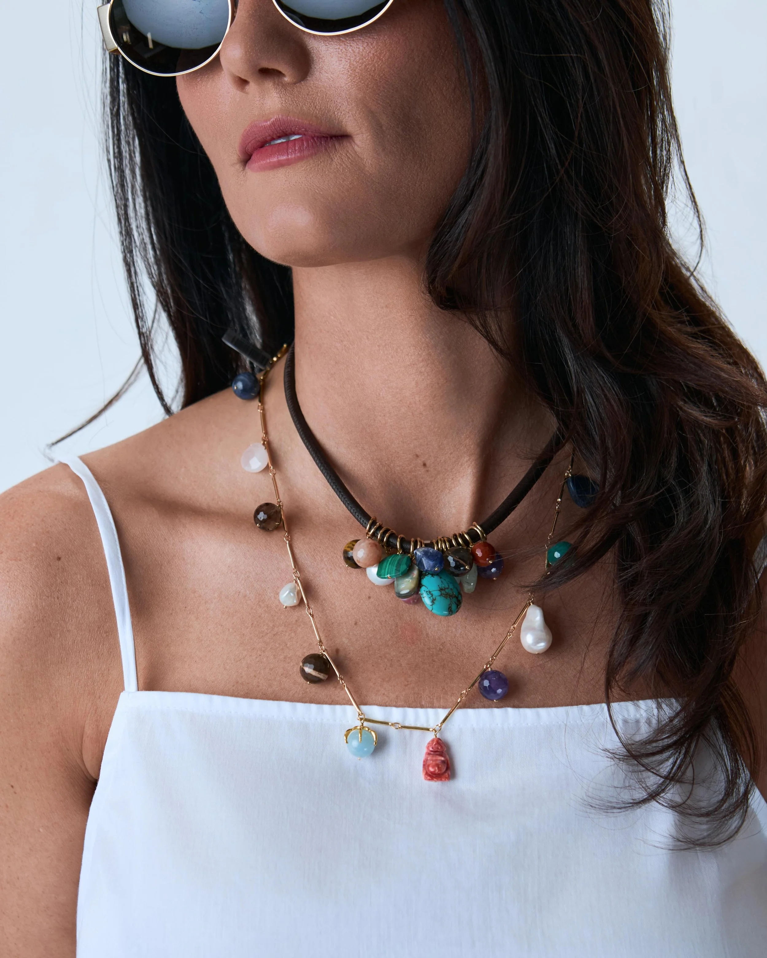 Handcrafted layers of gemstones and pearls by @chanluu, your new favorite finishing touch 🤍