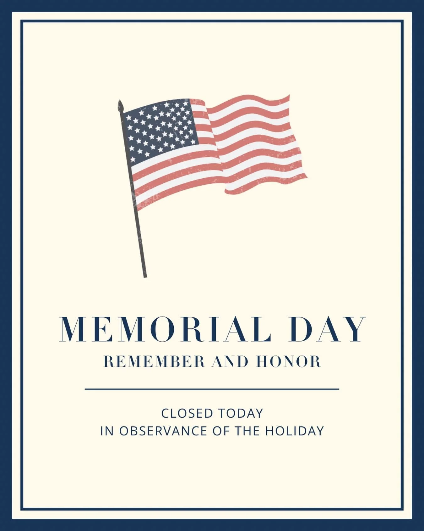 Today, we remember and honor the brave men and women who made the ultimate sacrifice in service to our country. 🇺🇸 Our store is closed today in observance of Memorial Day, but we&rsquo;ll see you tomorrow during regular business hours!