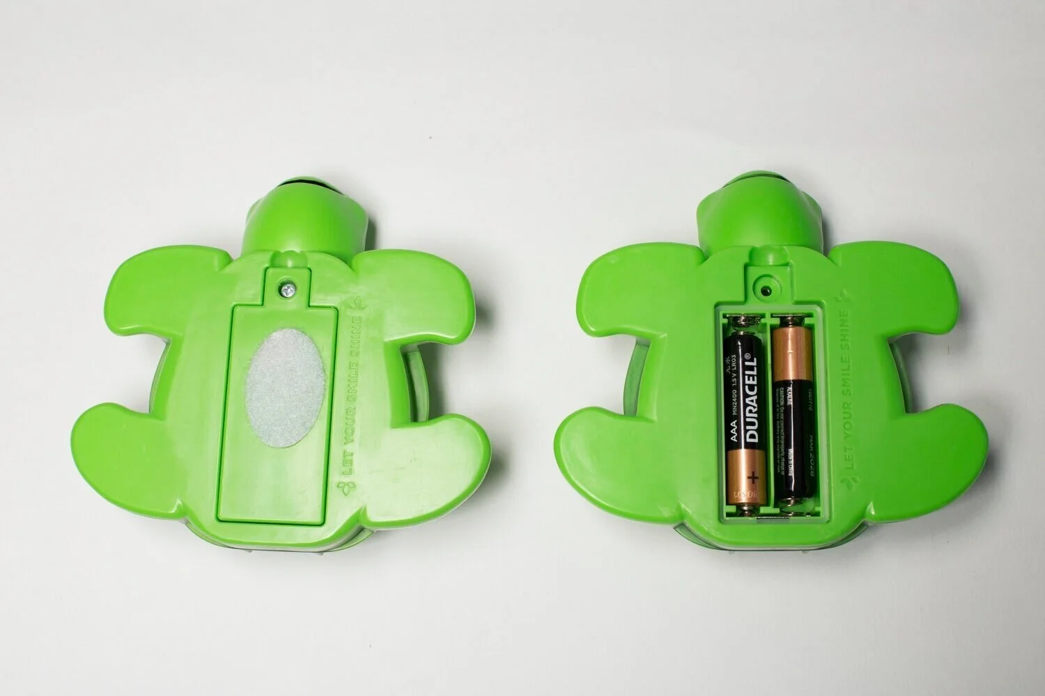 Back view of Toothbrush Turtle Timer with battery pack