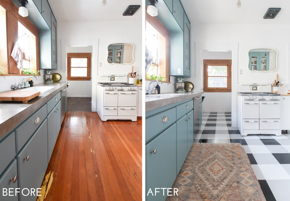 A Diy Kitchen Transformation Using Vinyl Floor Tiles A Video Tutorial The Gold Hive