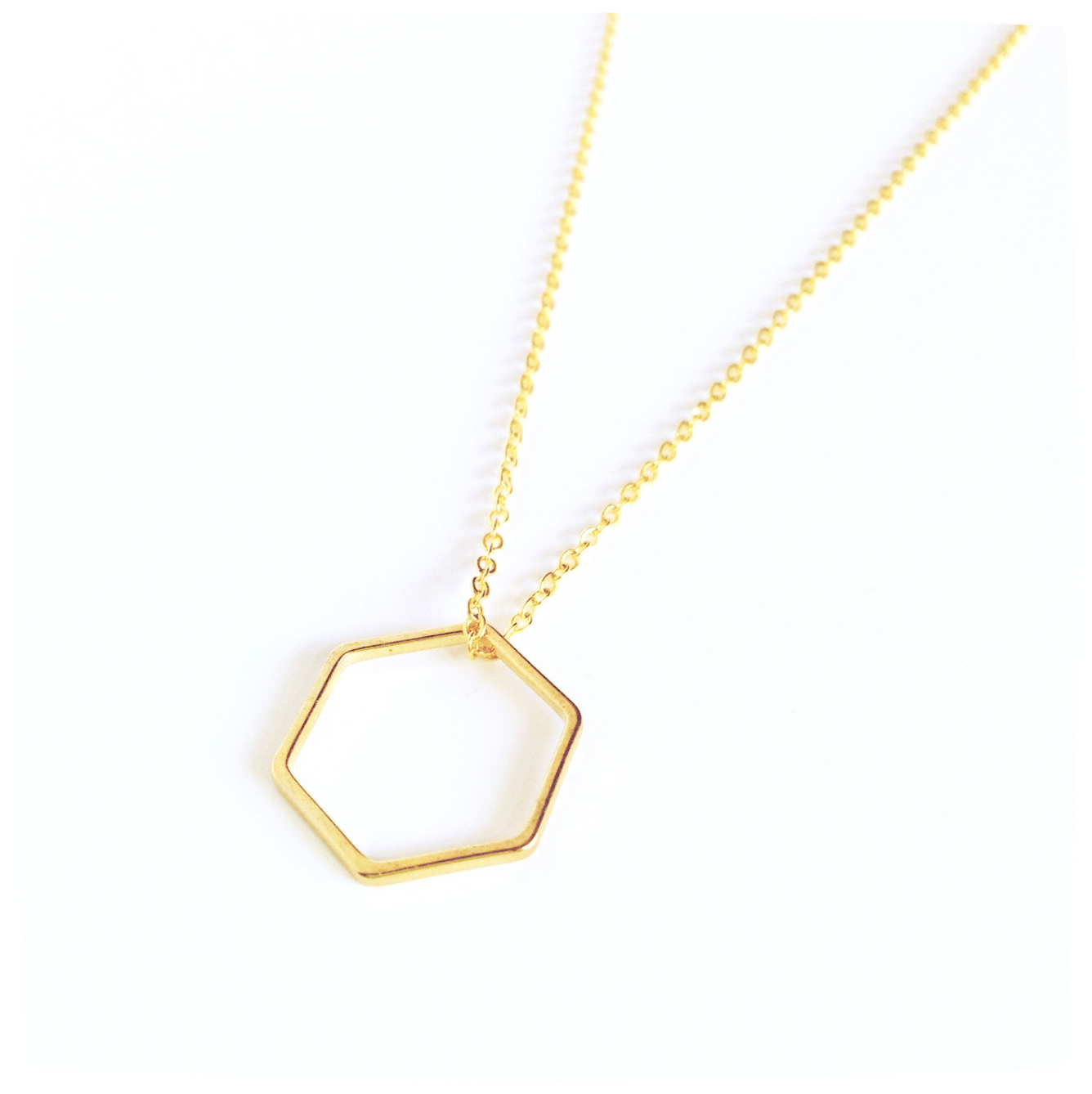 Brass Hexagon Necklace