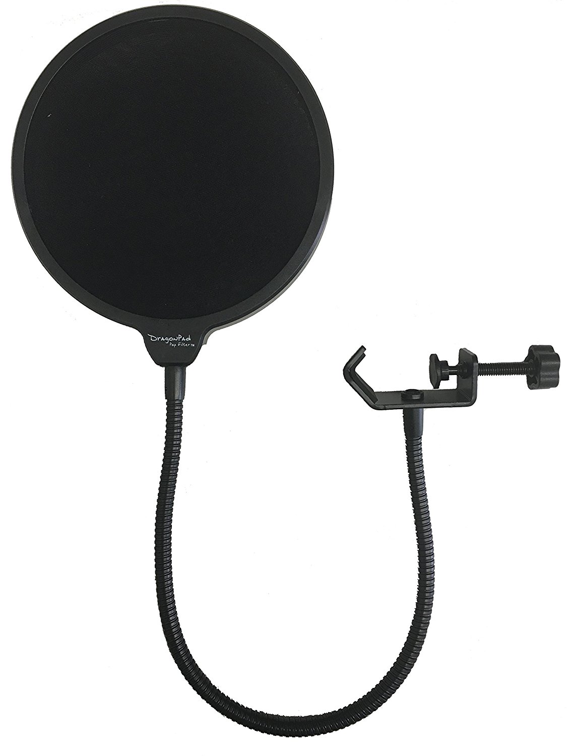 DRAGONPAD USA POP FILTER STUDIO MICROPHONE MIC WIND SCREEN POP FILTER SWIVEL MOUNT 360 FLEXIBLE GOOSENECK HOLDER, BLACK