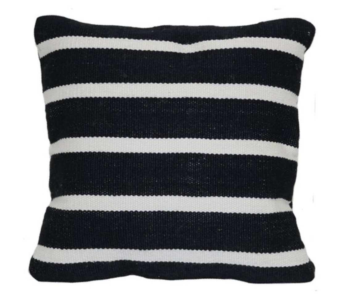 Outdoor Throw Pillow Square - Woven Narrow Stripe Black - Project 62™