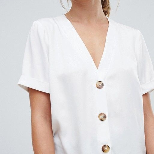 ASOS DESIGN boxy top with contrast buttons