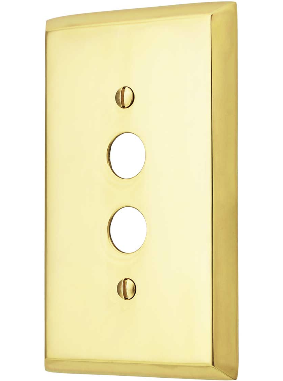 Traditional Single Gang Push Button Switch Plate In Forged Brass