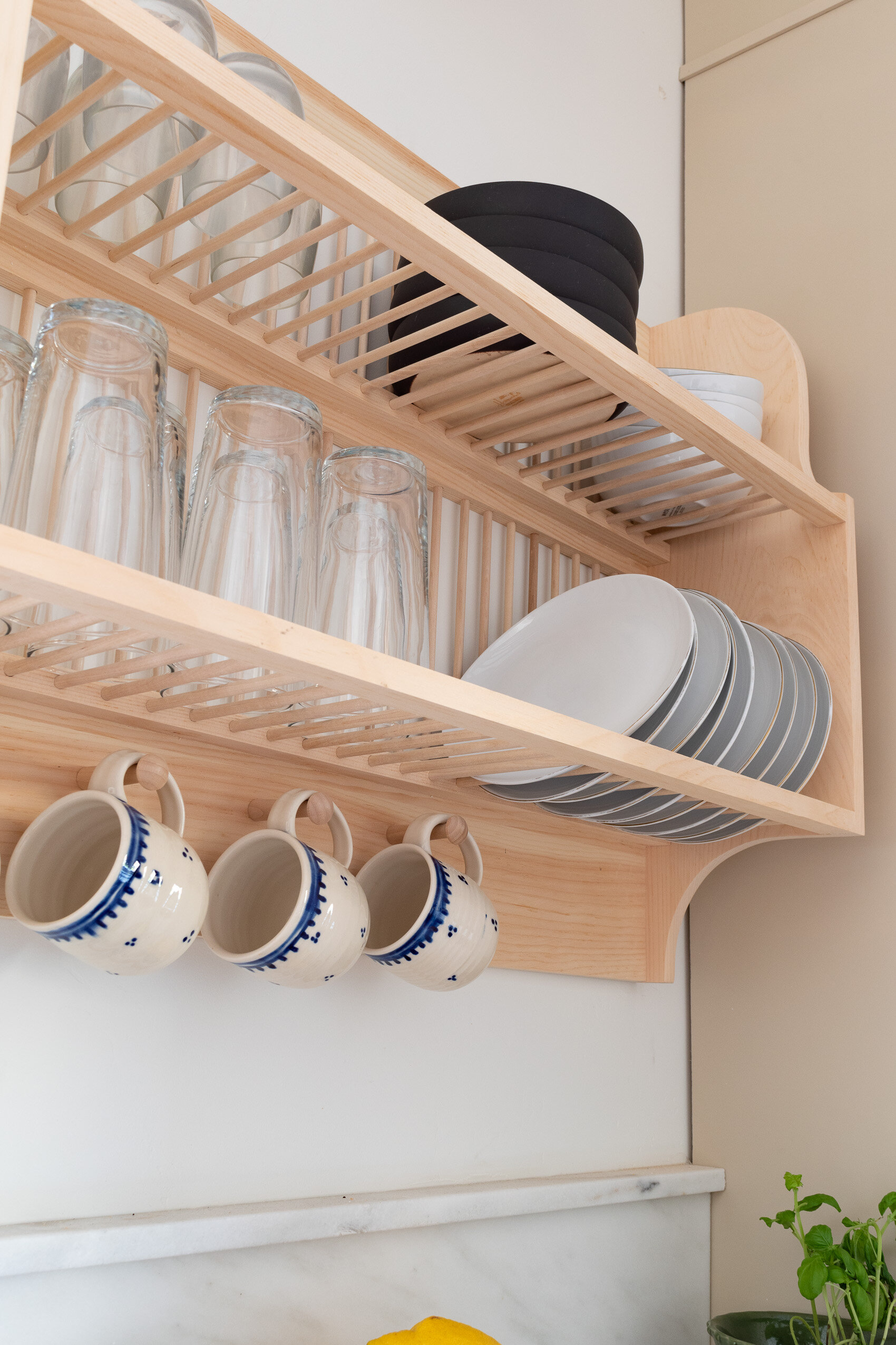 Current Kitchen Plate Rack How I Designed a Custom Wood Kitchen Plate Rack (With Dimensions) — The ...