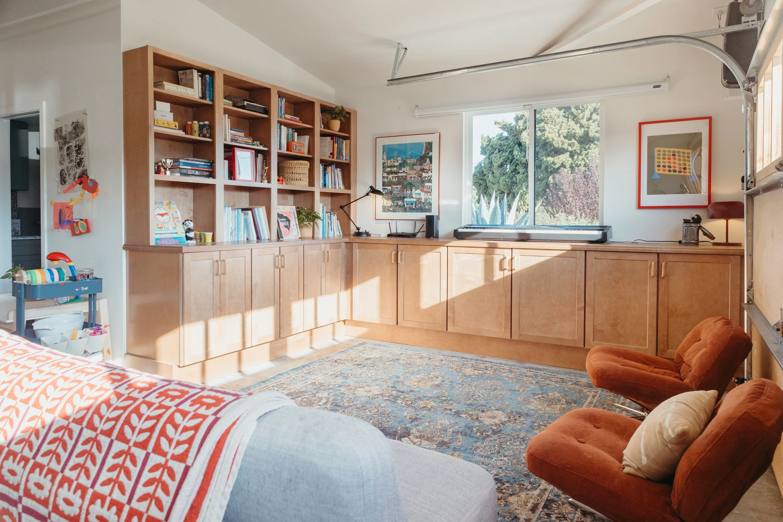 garage laundry office living room conversion