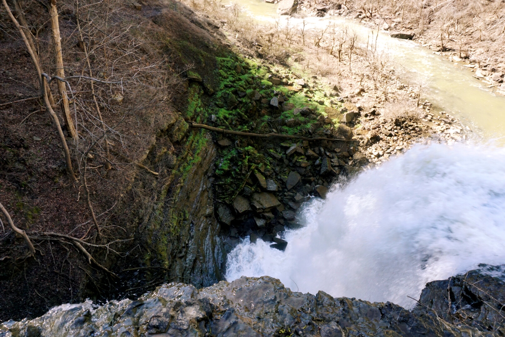 Looking over the edge from where I cautiously crawled over to. Yikes!
