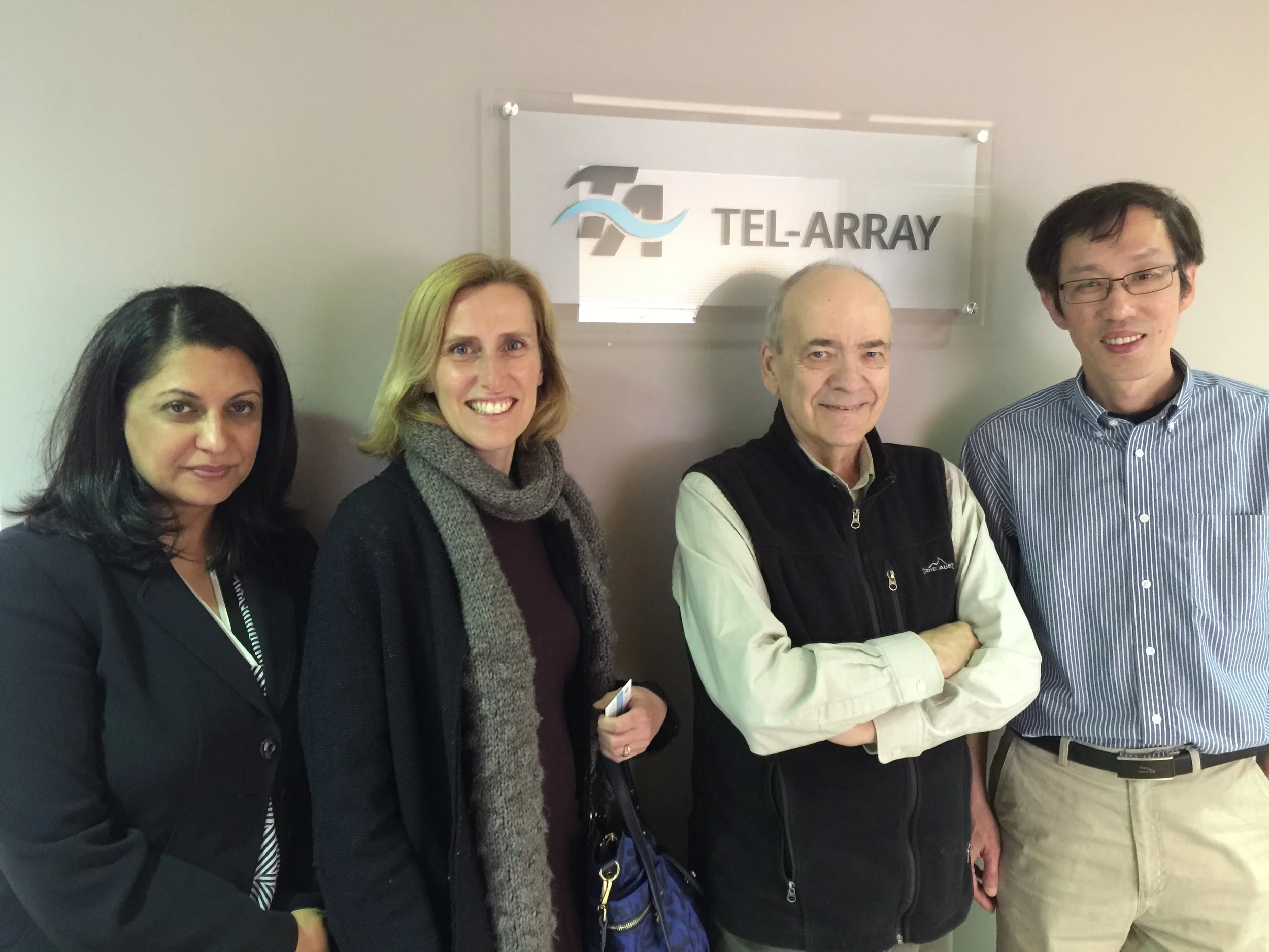 (L-R) Salima Jethani, Laetitia MacDougall and Tel-Array co-founders, Dr. William Campbell and Dr. Hong Zhang