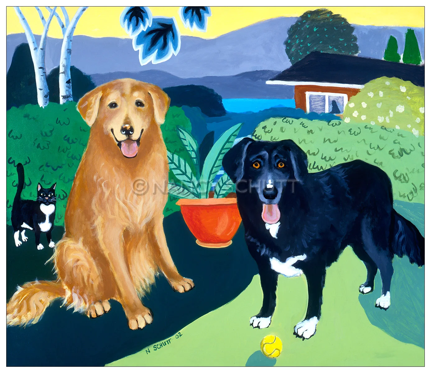 Chief and Shelby, 48x60 © 2002 Nancy Schutt, all rights reserved