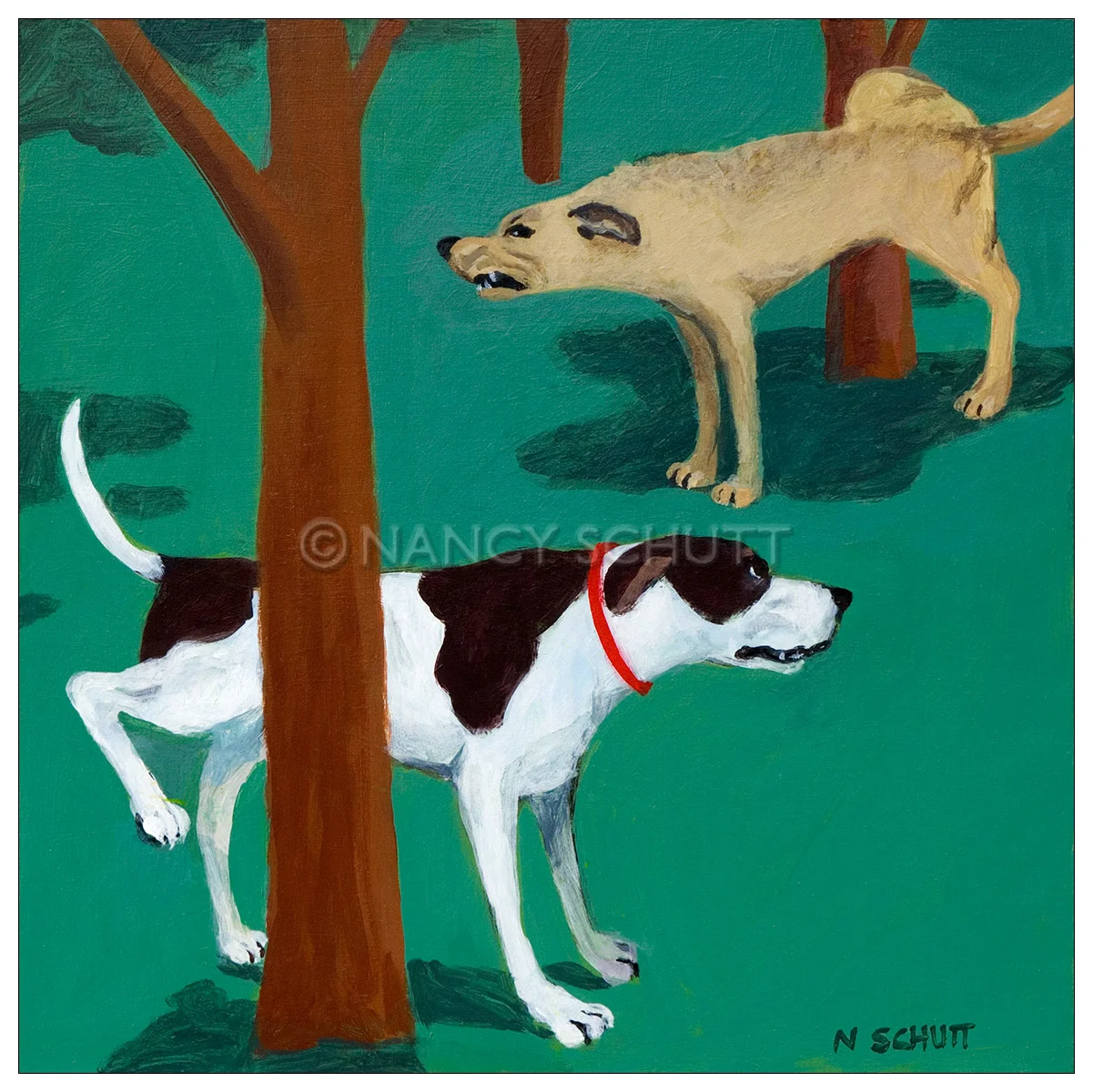 No Need to Fight When Peeing WIll Do, 16x16 © 2009Nancy Schutt, all rights reserved