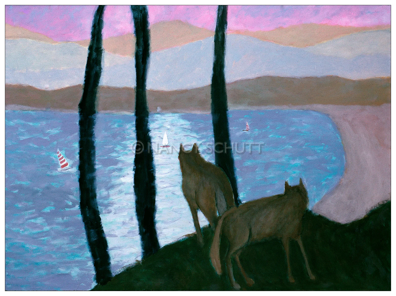 Encroachment, 32x42 © 1987 Nancy Schutt, all rights reserved