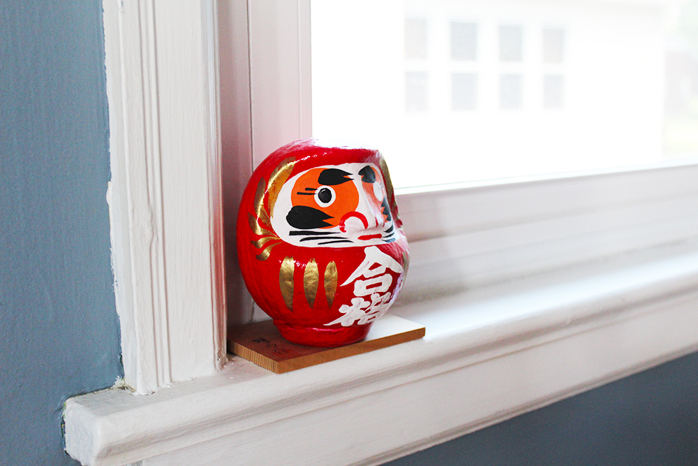 A old souvenir from Japan gracing the window.
