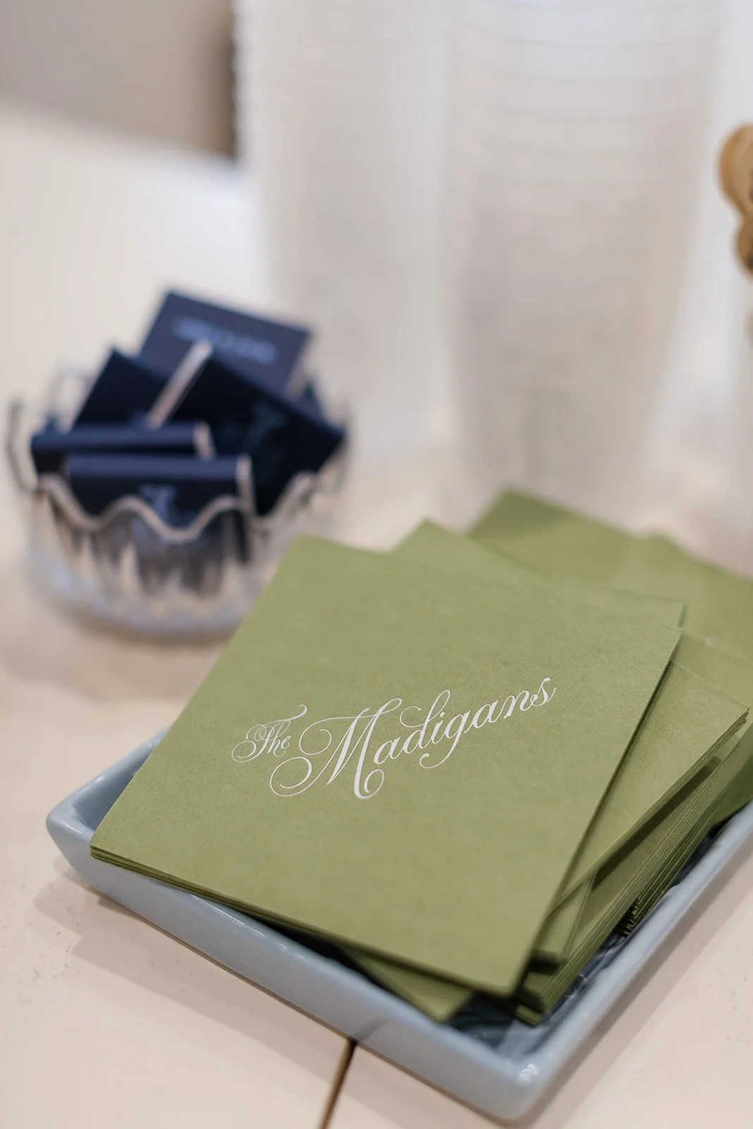 Custom Olive Green Cocktail Napkins | Pack of 50