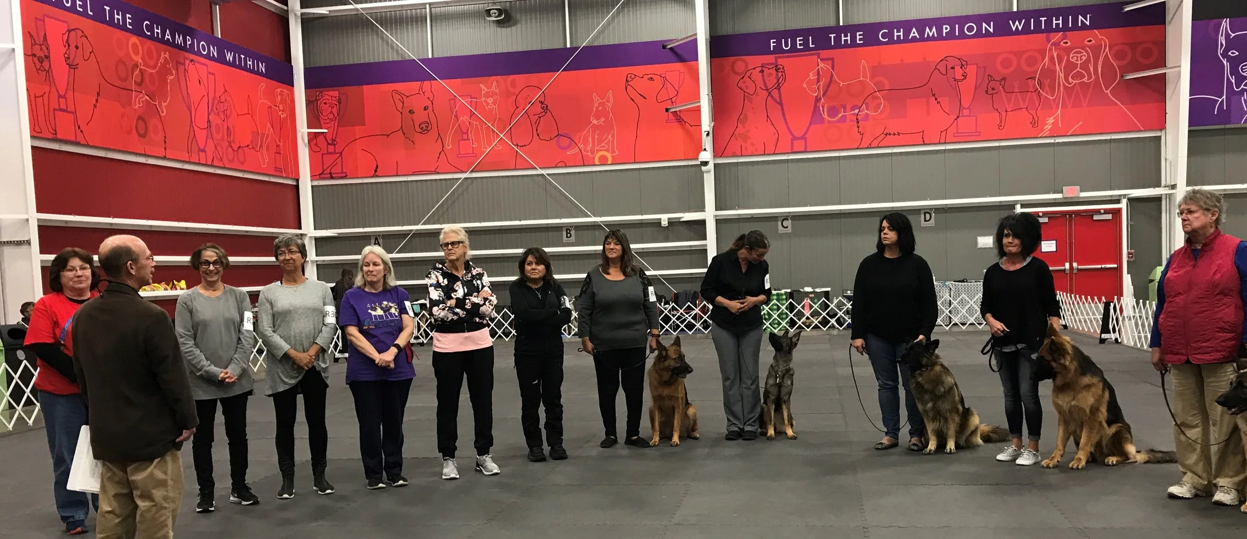 At the Nationals, Nancy Kennedy shared that Greta earned her Beginner Novice title & also her Rally Novice title. So now she is Greta Vom Mittelwest TC, BN, RN. Nancy Kennedy and Greta with the Novice qualifying group