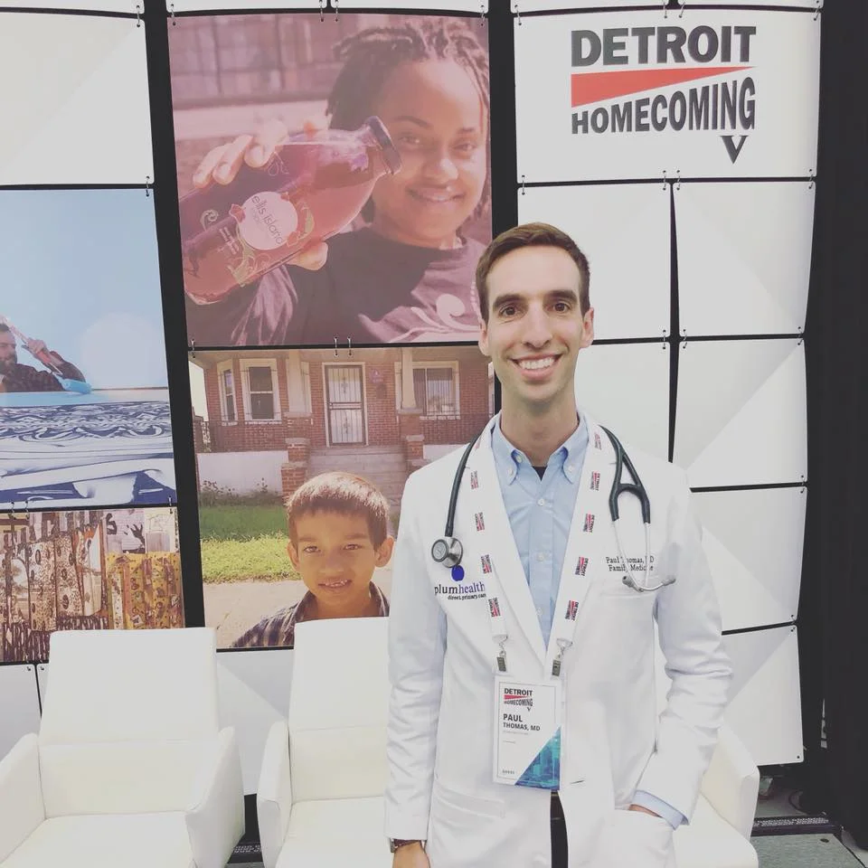 Dr. Paul Thomas, MD of Plum Health DPC at the Crain’s Detroit Homecoming Event at the Lexus Velodrome in Detroit, Michigan.