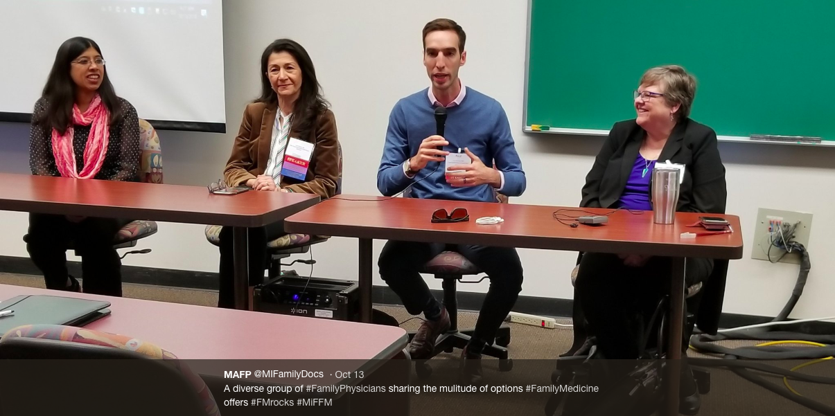 Dr. Paul Thomas of Plum Health DPC speaks at the Michigan Future of Family Medicine Conference 2018 Panel on Career Options, taken from the Michigan Academy of Family Physicians’ (MAFP) twitter account, here: https://twitter.com/MIFamilyDocs/status/1051106817705725953