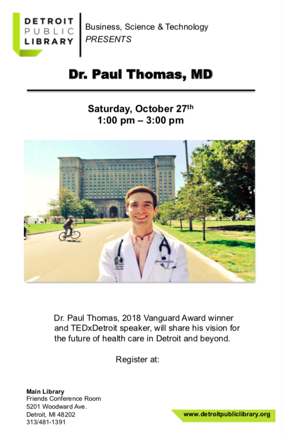 Paul Thomas MD of Plum Health DPC speaks at the Detroit Public Library about Direct Primary Care and making health care more affordable and accessible.