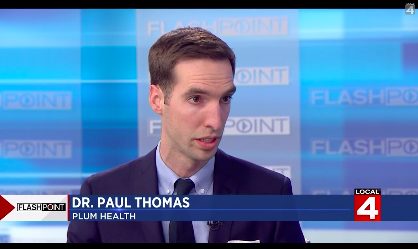Paul Thomas MD of Plum Health DPC on Flashpoint with Devin Scillian and Dr. Frank McGeorge of WDIV Channel 4 in Detroit, Michigan, discussing Direct Primary Care.