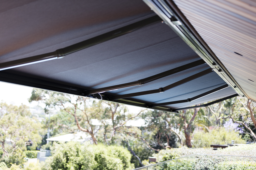  Black motorised awnings 